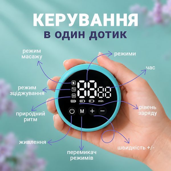 Беспроводной электрический молокоотсос LELIK&trade; Brisa, 3 режима, 12 уровней, фланцы 17/19/21/24 мм, USB Type-C 4014744 фото