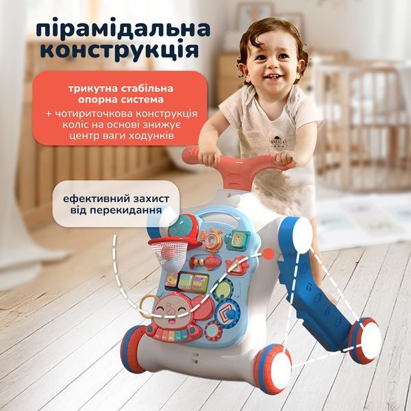 Многофункциональный ходунок-игровой центр 3в1, каталка для детей от 9 мес до 5 лет 4014348 фото
