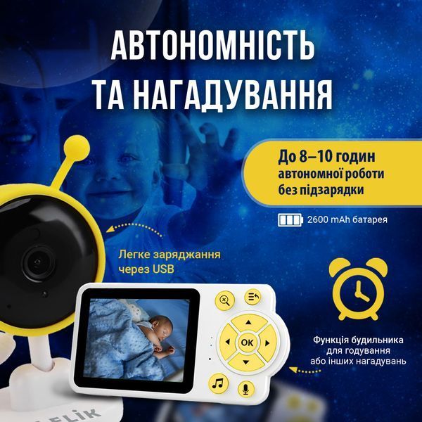 Відеоняня LELIK Mini Alien з великим HD-екраном, двостороннім зв’язком, датчиком плачу, руху й температури, з нічним баченням 4014393 фото Відеоняня LELIK Mini Alien з великим HD-екраном, двостороннім зв’язком, датчиком плачу, руху й температури, з нічним баченням 4014393 фото