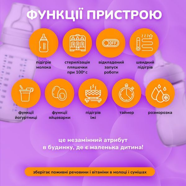 Многофункциональный подогреватель и стерилизатор детских бутылочек LELIK&trade; Nutri Care 9in1, белый 4014201 фото
