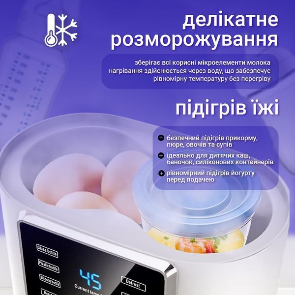 Стерилізатор та підігрівач LELIK&trade; Nutri Cheff Duo 9in1 для дитячих пляшечок, білий 4014195 фото